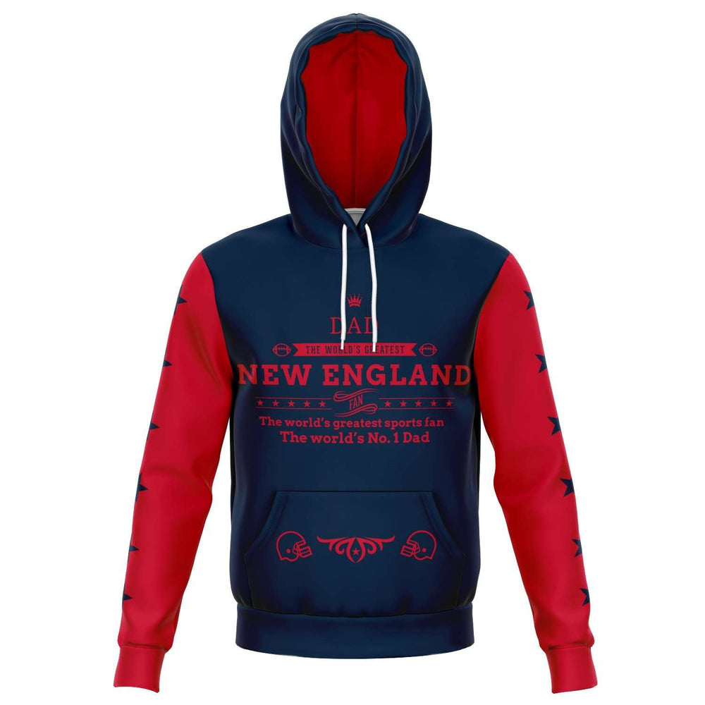 Designs by MyUtopia Shout Out:Num 1 Dad, New England Fan, Football Fan, Premium Hooded Sweatshirt,XS / Blue,Pullover Hoodie - AOP