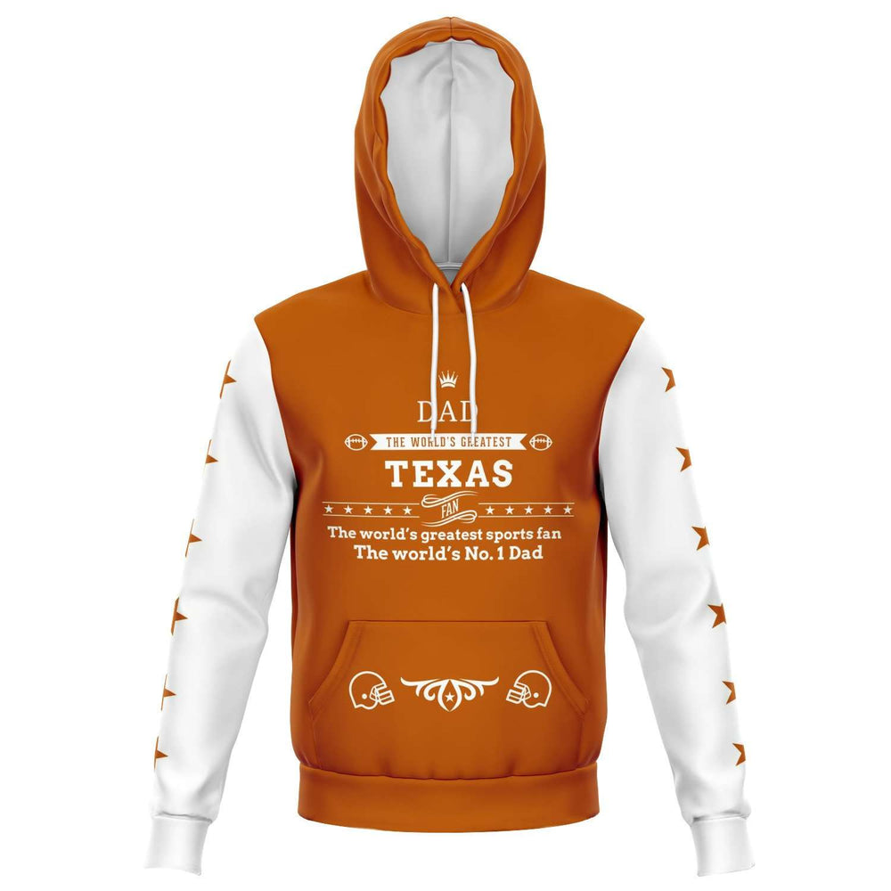 Designs by MyUtopia Shout Out:Num 1 Dad, Texas Fan, Football Fan, Premium Hooded Sweatshirt,XS / Orange,Pullover Hoodie - AOP