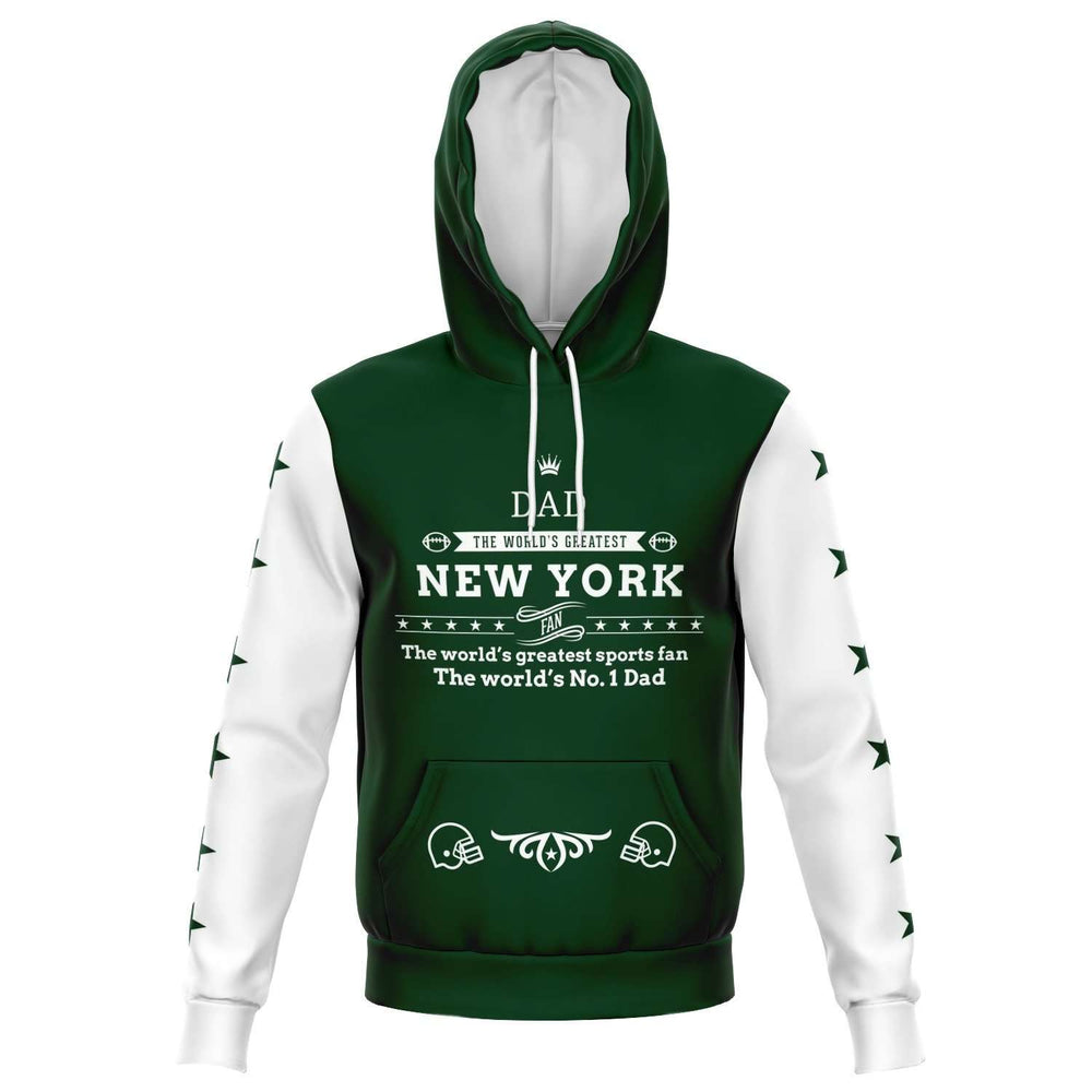 Designs by MyUtopia Shout Out:Number 1 Dad, New York Fan, Football Fan, Premium Pullover Hooded Sweatshirt,XS / Green,Pullover Hoodie - AOP