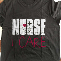 Load image into Gallery viewer, Designs by MyUtopia Shout Out:Nurse I Care Adult Unisex Black T-Shirt
