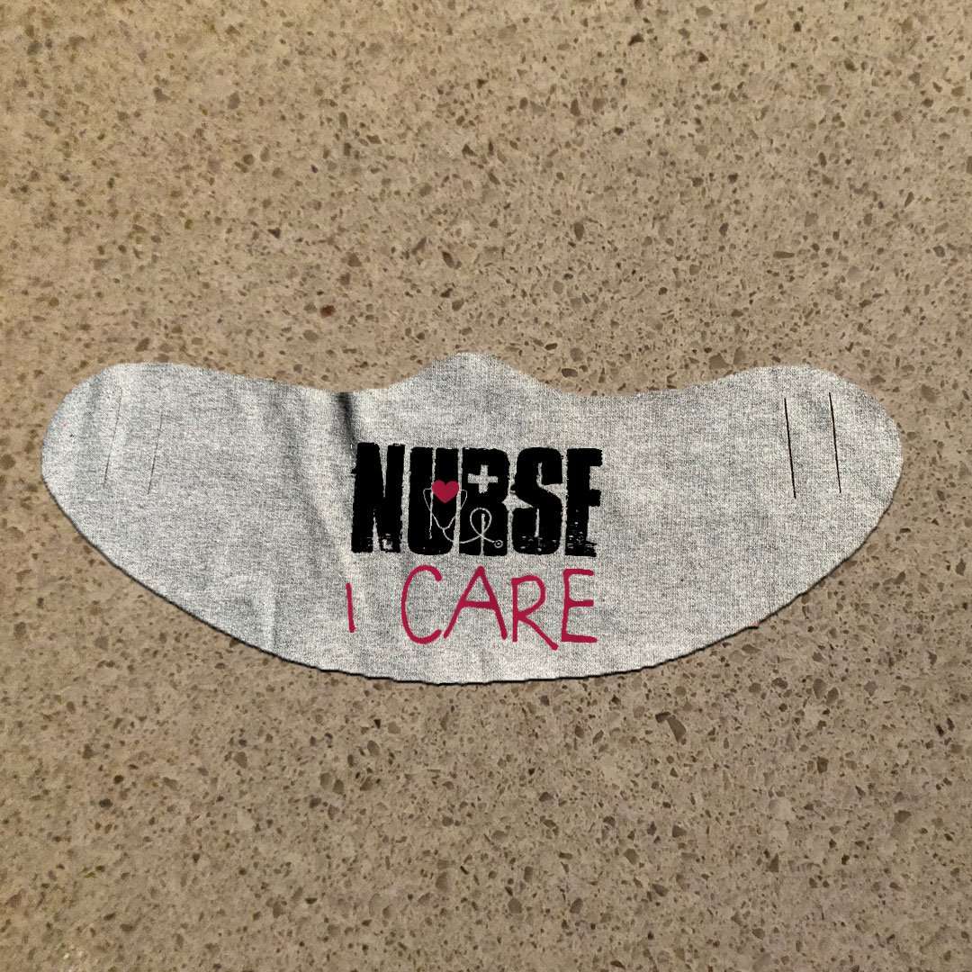 Designs by MyUtopia Shout Out:Nurse I Care Fabric Face Covering / Face Mask,Athletic Heather,Fabric Face Mask