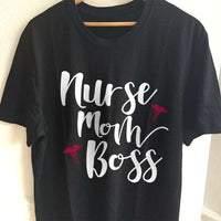 Load image into Gallery viewer, Designs by MyUtopia Shout Out:Nurse Mom Boss Adult Unisex Black T-Shirt,S / Black,Adult Unisex T-Shirt
