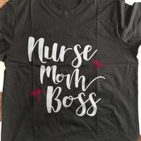 Load image into Gallery viewer, Designs by MyUtopia Shout Out:Nurse Mom Boss Adult Unisex Black T-Shirt
