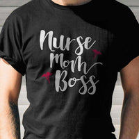 Load image into Gallery viewer, Designs by MyUtopia Shout Out:Nurse Mom Boss Adult Unisex Black T-Shirt
