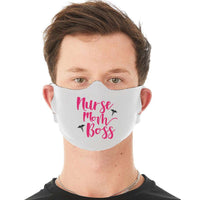 Load image into Gallery viewer, Designs by MyUtopia Shout Out:Nurse Mom Boss Fabric Face Covering / Face Mask,L / White,Fabric Face Mask
