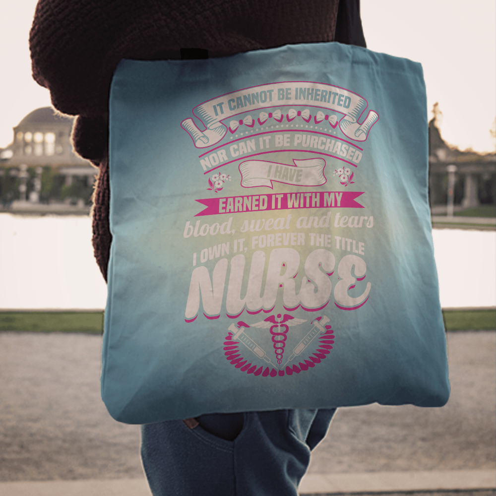 Designs by MyUtopia Shout Out:Nurse Title is Earned Fabric Totebag Reusable Shopping Tote