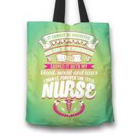 Load image into Gallery viewer, Designs by MyUtopia Shout Out:Nurse Title is Earned Fabric Totebag Reusable Shopping Tote,Green,Reusable Fabric Shopping Tote Bag
