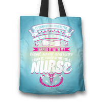 Load image into Gallery viewer, Designs by MyUtopia Shout Out:Nurse Title is Earned Fabric Totebag Reusable Shopping Tote,Blue,Reusable Fabric Shopping Tote Bag
