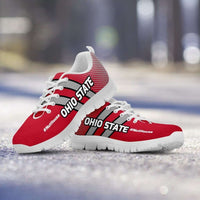 Load image into Gallery viewer, Designs by MyUtopia Shout Out:#NutHouse Ohio State Fan Running Shoes,Mens US5 (EU38) / Red / Grey,Running Shoes
