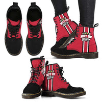 Load image into Gallery viewer, Designs by MyUtopia Shout Out:#NutUpOrShutUp Ohio State Fan Faux Leather 7 Eye Lace-up Boots
