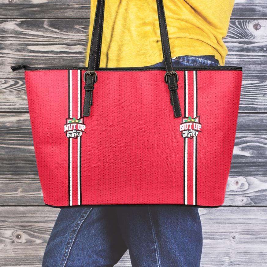 Designs by MyUtopia Shout Out:#NutUpOrShutUp Ohio State Fan Faux Leather Totebag Purse,Med (10 x 16 x 5) / Red,tote bag purse