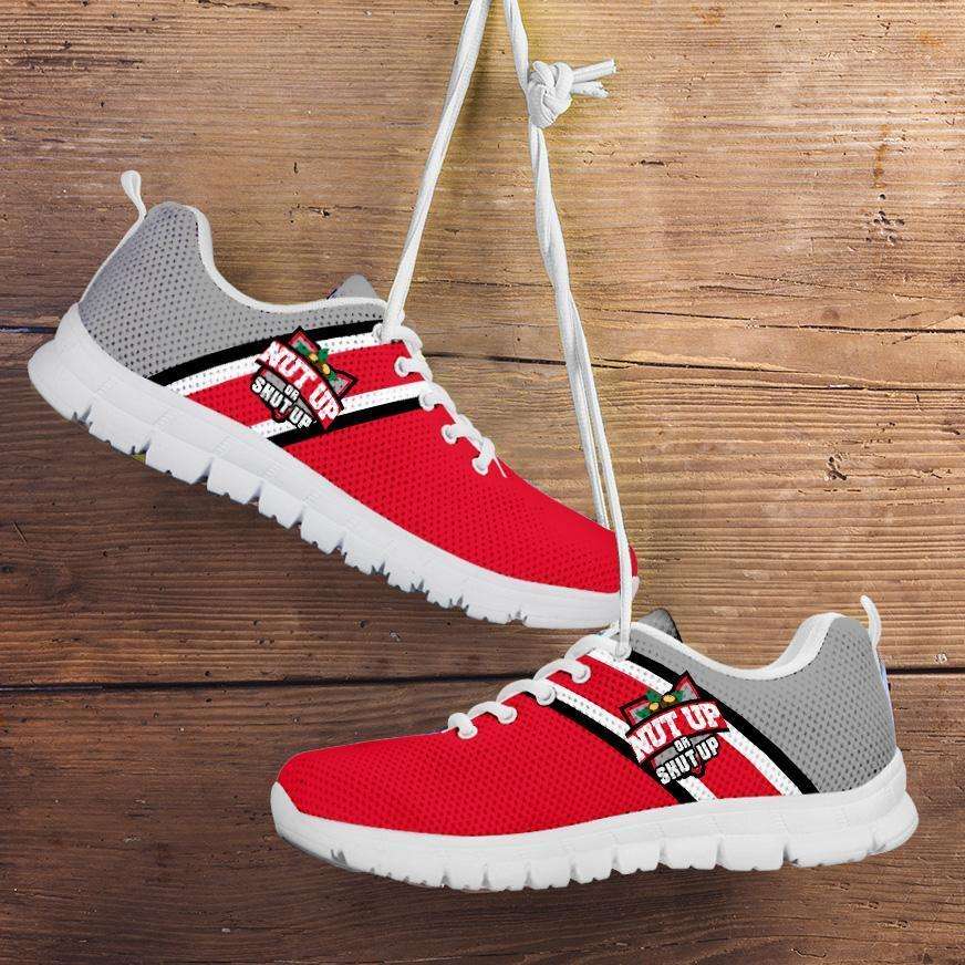 Designs by MyUtopia Shout Out:#NutUpOrShutUp Ohio State Fan Running Shoes,Mens US5 (EU38) / Red/Grey,Running Shoes