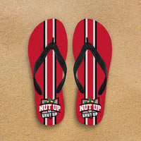 Load image into Gallery viewer, Designs by MyUtopia Shout Out:#NutUpOrShutUp Ohio State Flip Flops,Men&#39;s / Mens Small (US 7-8 /EU 40-42) / Red,Flip Flops

