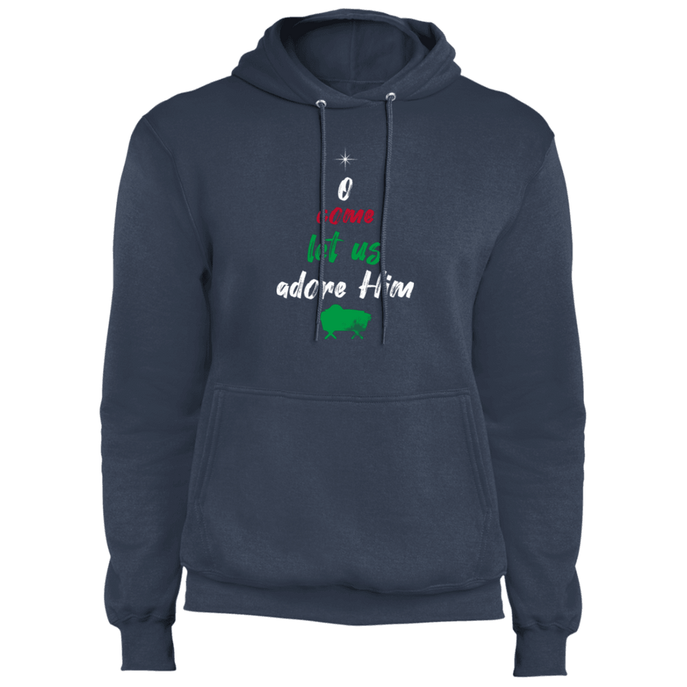 Designs by MyUtopia Shout Out:O Come Let Us Adore Him - Core Fleece Unisex Pullover Hoodie,Navy / S,Sweatshirts