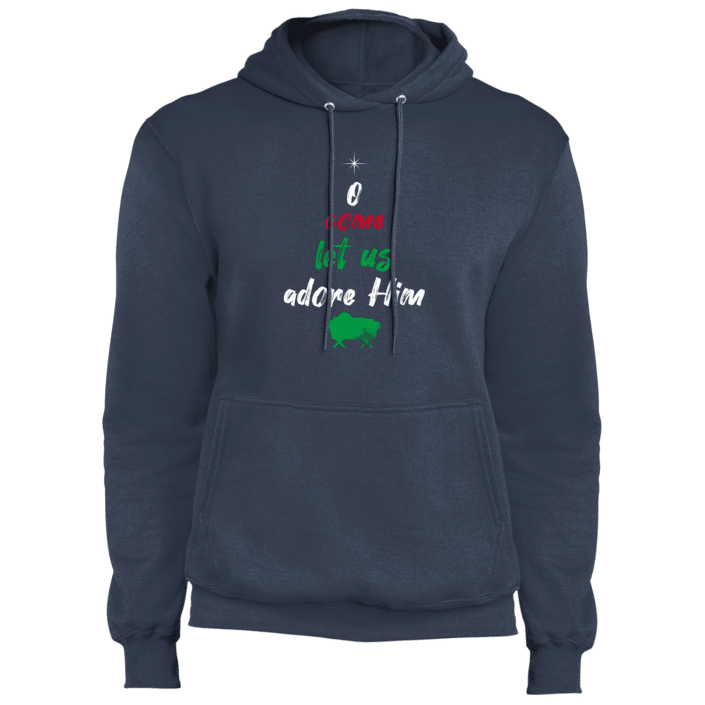 Designs by MyUtopia Shout Out:O Come Let Us Adore Him - Core Fleece Unisex Pullover Hoodie,Navy / S,Sweatshirts