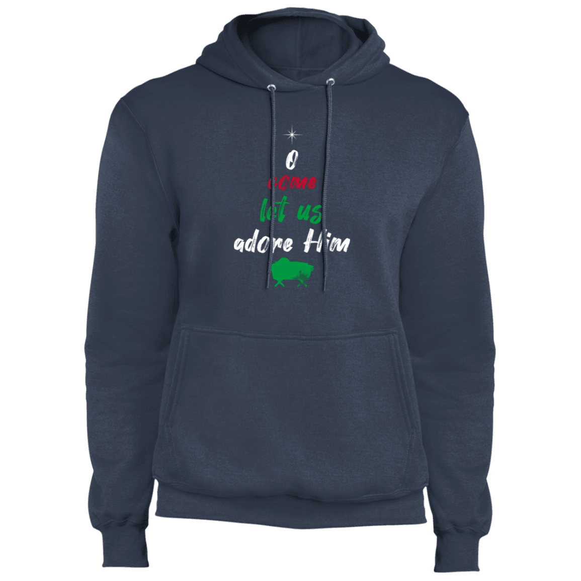 Designs by MyUtopia Shout Out:O Come Let Us Adore Him - Core Fleece Unisex Pullover Hoodie,Navy / S,Sweatshirts