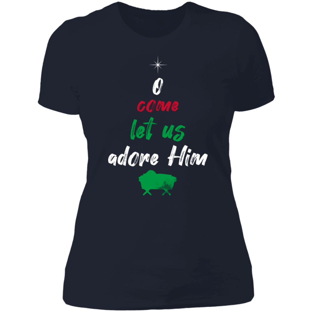 Designs by MyUtopia Shout Out:O Come Let Us Adore Him - Ultra Cotton Ladies' T-Shirt,Midnight Navy / X-Small,Ladies T-Shirts