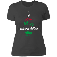 Load image into Gallery viewer, Designs by MyUtopia Shout Out:O Come Let Us Adore Him - Ultra Cotton Ladies&#39; T-Shirt,Heavy Metal / X-Small,Ladies T-Shirts
