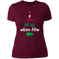 Load image into Gallery viewer, Designs by MyUtopia Shout Out:O Come Let Us Adore Him - Ultra Cotton Ladies&#39; T-Shirt,Maroon / X-Small,Ladies T-Shirts
