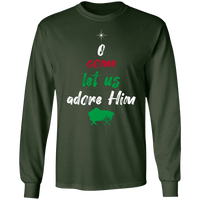 Load image into Gallery viewer, Designs by MyUtopia Shout Out:O Come Let Us Adore Him - Ultra Cotton Long Sleeve T-Shirt,Forest Green / S,Long Sleeve T-Shirts

