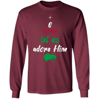 Load image into Gallery viewer, Designs by MyUtopia Shout Out:O Come Let Us Adore Him - Ultra Cotton Long Sleeve T-Shirt,Maroon / S,Long Sleeve T-Shirts
