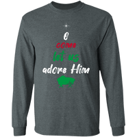 Load image into Gallery viewer, Designs by MyUtopia Shout Out:O Come Let Us Adore Him - Ultra Cotton Long Sleeve T-Shirt,Dark Heather / S,Long Sleeve T-Shirts

