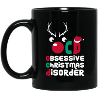 Load image into Gallery viewer, Designs by MyUtopia Shout Out:OCD - Obsessive Christmas Disorder - Ceramic Coffee Mug - Black,Black / 11 oz,Apparel
