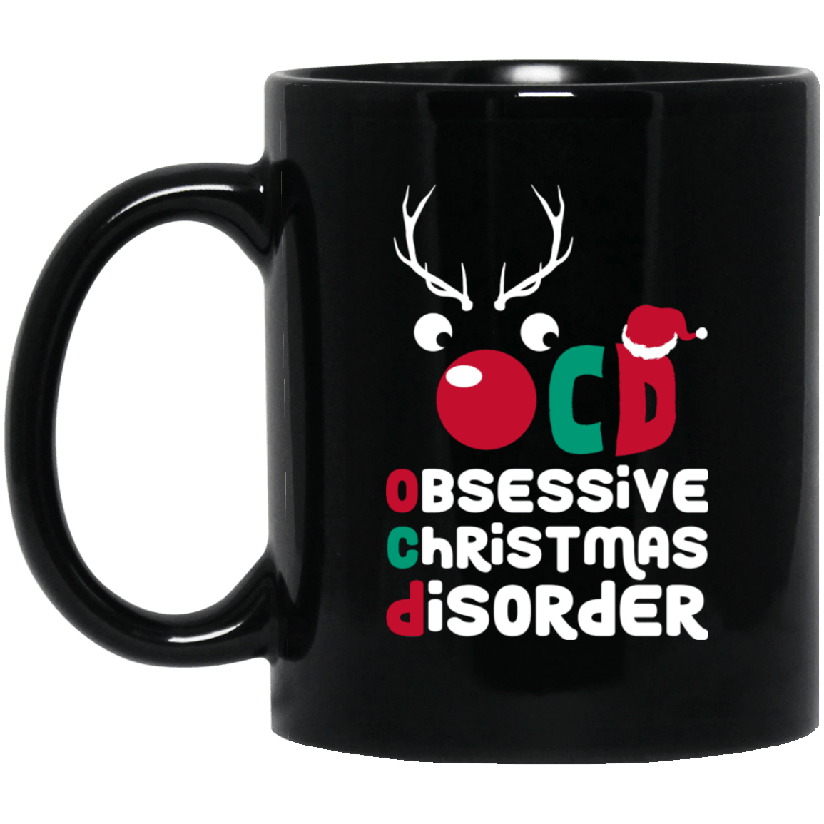 Designs by MyUtopia Shout Out:OCD - Obsessive Christmas Disorder - Ceramic Coffee Mug - Black,Black / 11 oz,Apparel