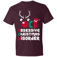 Load image into Gallery viewer, Designs by MyUtopia Shout Out:OCD - Obsessive Christmas Disorder - Lightweight Unisex T-Shirt,Maroon / S,Adult Unisex T-Shirt
