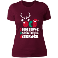 Load image into Gallery viewer, Designs by MyUtopia Shout Out:OCD - Obsessive Christmas Disorder - Ultra Cotton Ladies&#39; T-Shirt,Maroon / X-Small,Ladies T-Shirts
