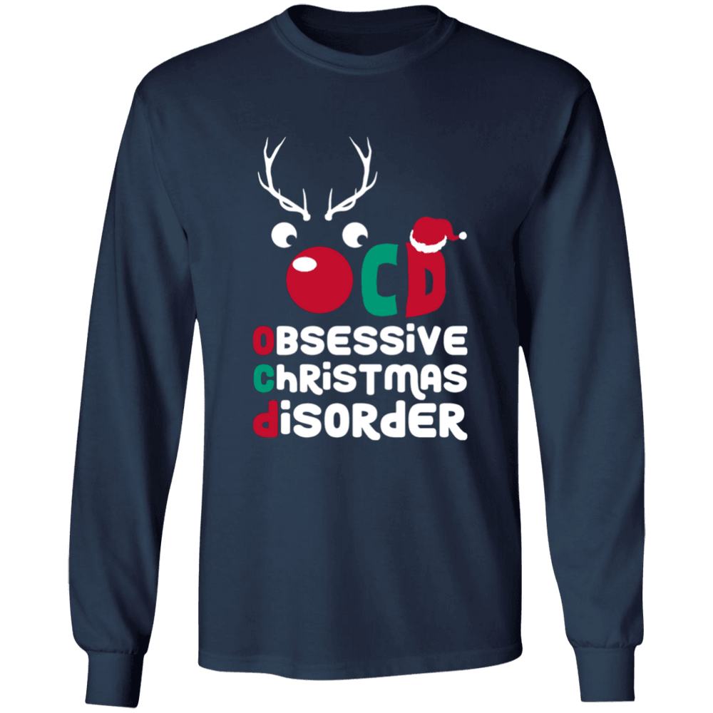 Designs by MyUtopia Shout Out:OCD - Obsessive Christmas Disorder - Ultra Cotton Long Sleeve T-Shirt,Navy / S,Long Sleeve T-Shirts