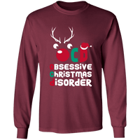 Load image into Gallery viewer, Designs by MyUtopia Shout Out:OCD - Obsessive Christmas Disorder - Ultra Cotton Long Sleeve T-Shirt,Maroon / S,Long Sleeve T-Shirts
