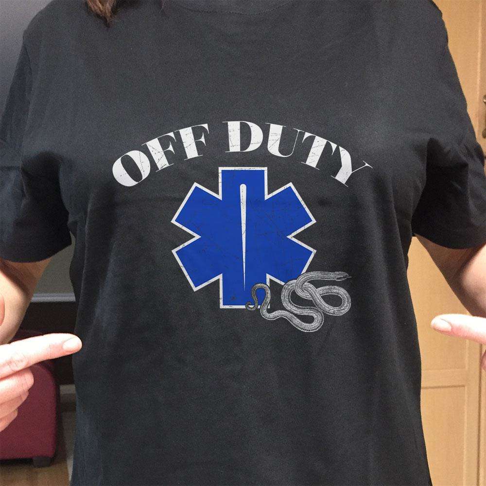 Designs by MyUtopia Shout Out:Off Duty Adult Unisex Black T-Shirt