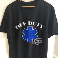 Load image into Gallery viewer, Designs by MyUtopia Shout Out:Off Duty Adult Unisex Black T-Shirt,S / Black,Adult Unisex T-Shirt
