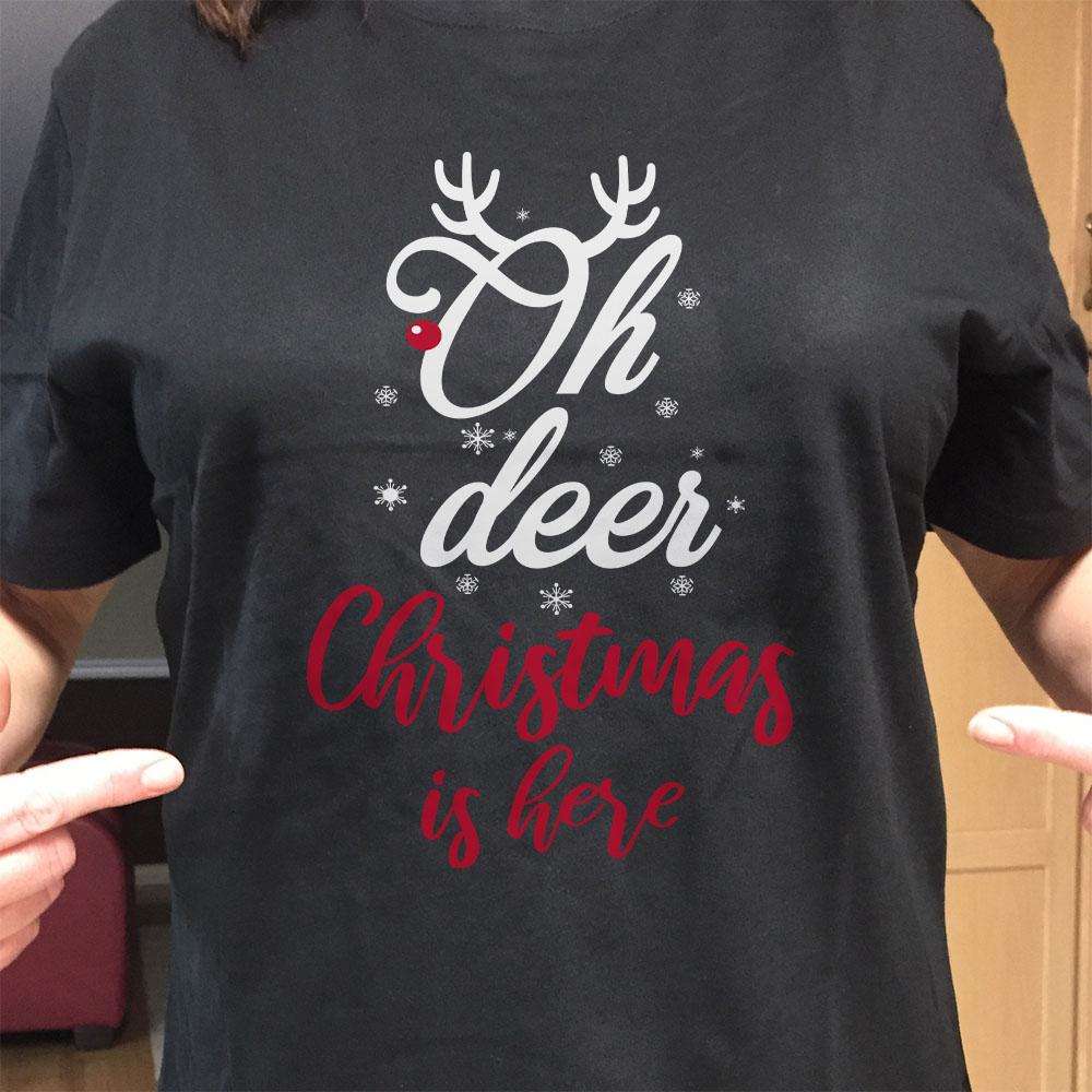 Designs by MyUtopia Shout Out:Oh Deer Christmas Is Here Adult Unisex T-Shirt