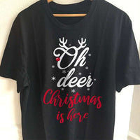 Load image into Gallery viewer, Designs by MyUtopia Shout Out:Oh Deer Christmas Is Here Adult Unisex T-Shirt
