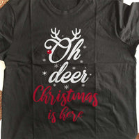 Load image into Gallery viewer, Designs by MyUtopia Shout Out:Oh Deer Christmas Is Here Adult Unisex T-Shirt
