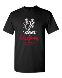 Load image into Gallery viewer, Designs by MyUtopia Shout Out:Oh Deer Christmas Is Here Adult Unisex T-Shirt,S / Black,Adult Unisex T-Shirt
