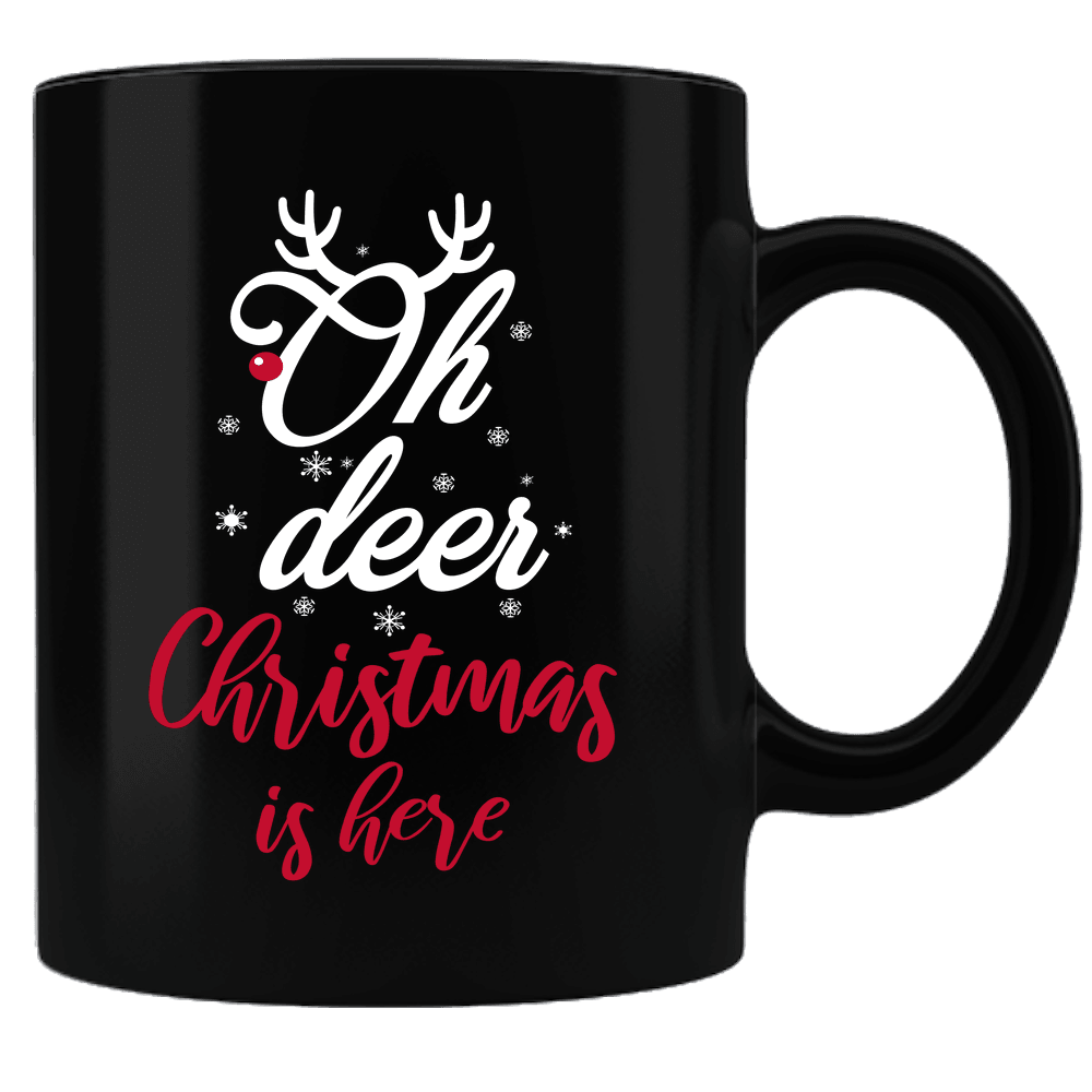 Designs by MyUtopia Shout Out:Oh Deer Christmas Is Here Ceramic Black Coffee Mug,Default Title,Ceramic Coffee Mug
