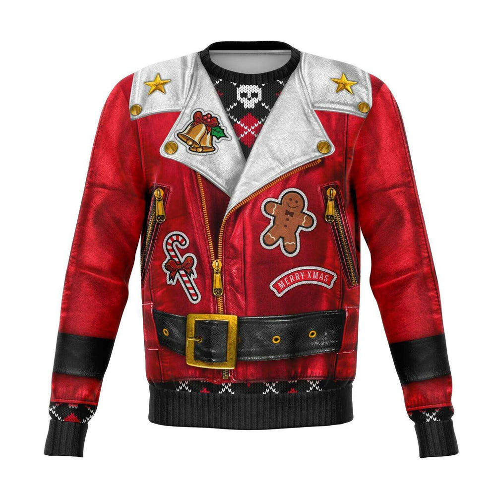 Designs by MyUtopia Shout Out:Oh What Fun it is to Ride - Funny Santa Christmas Fashion Sweatshirt,XS / Red,Fashion Sweatshirt - AOP