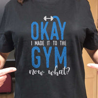 Load image into Gallery viewer, Designs by MyUtopia Shout Out:Okay I Made It To The Gym Adult Unisex Black T-Shirt
