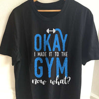 Load image into Gallery viewer, Designs by MyUtopia Shout Out:Okay I Made It To The Gym Adult Unisex Black T-Shirt,S / Black,Adult Unisex T-Shirt
