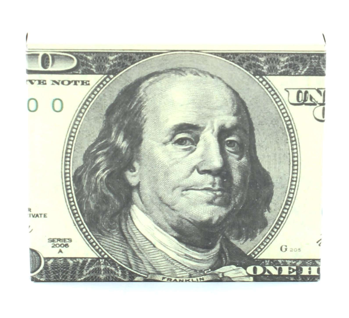 Designs by MyUtopia Shout Out:Old 100-Dollar Bill Vegan Leather Bifold Men's Wallet with Flip Up ID Window