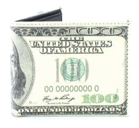 Load image into Gallery viewer, Designs by MyUtopia Shout Out:Old 100-Dollar Bill Vegan Leather Bifold Men's Wallet with Flip Up ID Window

