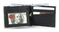 Load image into Gallery viewer, Designs by MyUtopia Shout Out:Old 100-Dollar Bill Vegan Leather Bifold Men's Wallet with Flip Up ID Window

