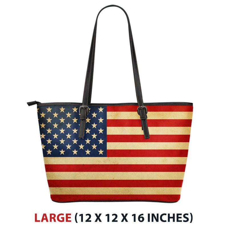 Designs by MyUtopia Shout Out:Old Glory American Flag Faux Leather Totebag Purse,Large (11 T x 17 x 6) / Red/White/Blue,tote bag purse