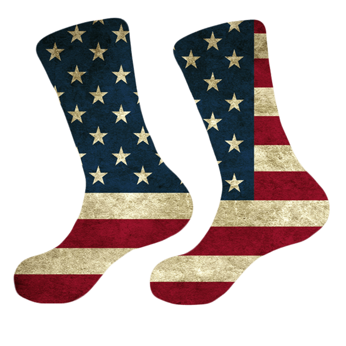 Designs by MyUtopia Shout Out:Old Glory Flag Socks,Ladies Small (4-6) / Blue/Red/Off-White,Socks