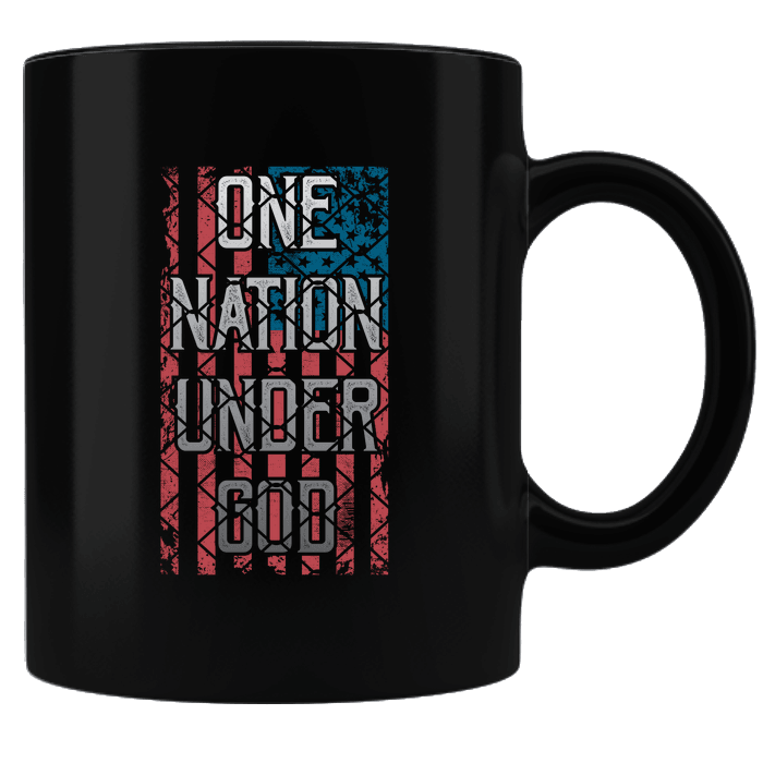 Designs by MyUtopia Shout Out:One Nation Under God Black Coffee Mug,Black,Ceramic Coffee Mug