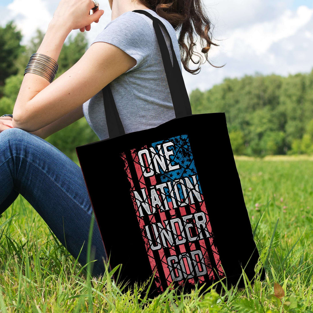 Designs by MyUtopia Shout Out:One Nation Under God Fabric Totebag Reusable Shopping Tote