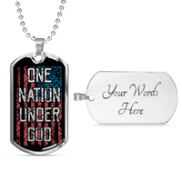Load image into Gallery viewer, Designs by MyUtopia Shout Out:One Nation Under God Personalized Engravable Keepsake Dog Tag,Silver / Yes,Dog Tag Necklace
